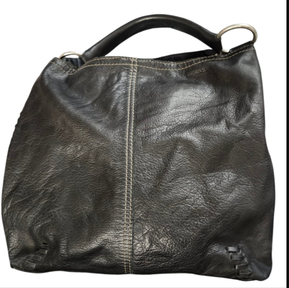 Black Leather Vintage Lucky Brand Hobo Handbag - Picture 4 of 8